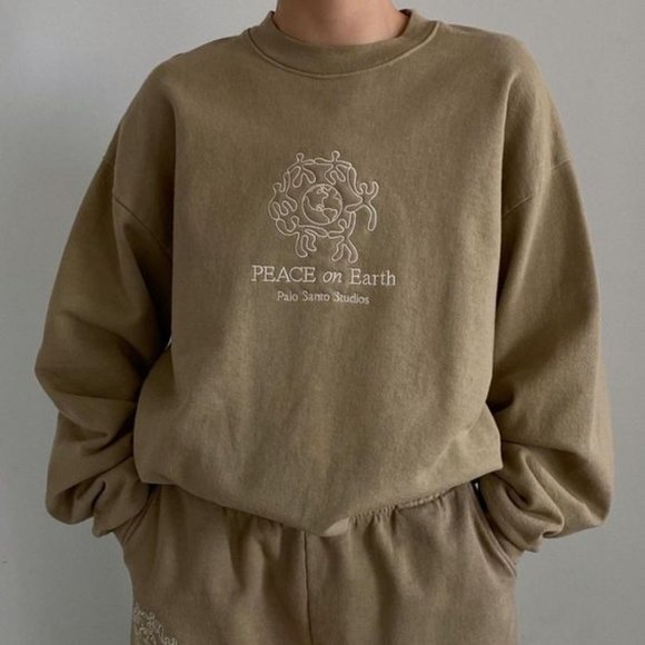 Palo Santo Studios Tops - Palo Santo Studios Peace on Earth Stone Crewneck S/M